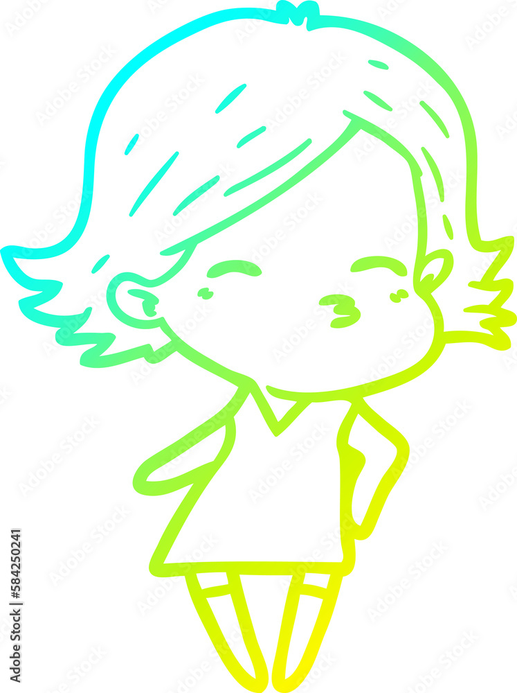 cold gradient line drawing cartoon woman cold gradient line drawing cartoon woman