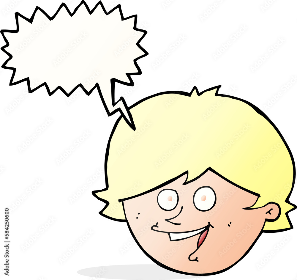 cartoon happy boy face with speech bubble cartoon happy boy face with speech bubble