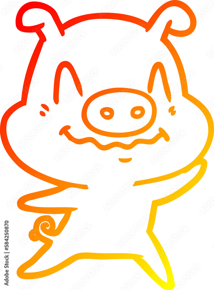 warm gradient line drawing nervous cartoon pig warm gradient line drawing nervous cartoon pig