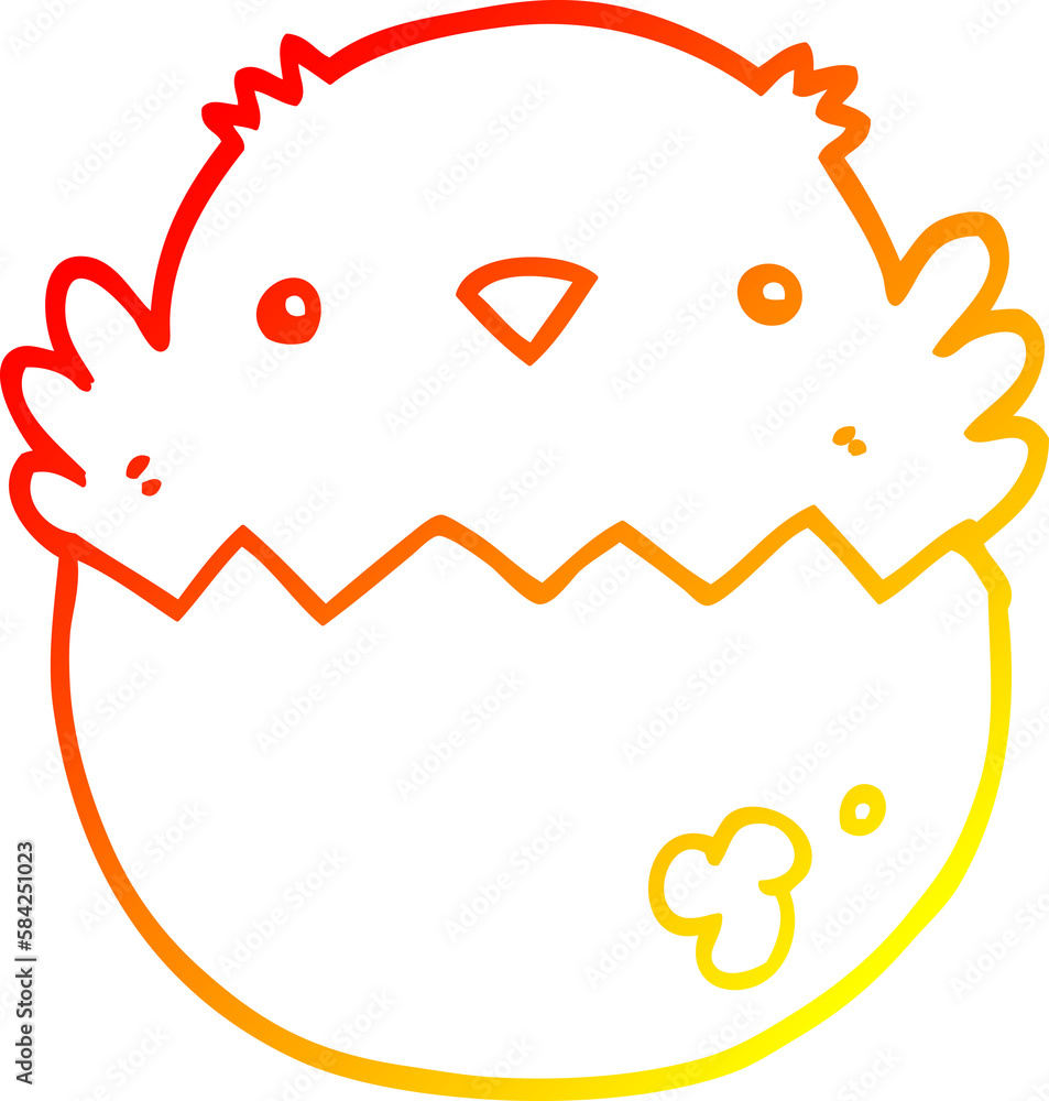 warm gradient line drawing cartoon chick hatching from egg warm gradient line drawing cartoon chick hatching from egg