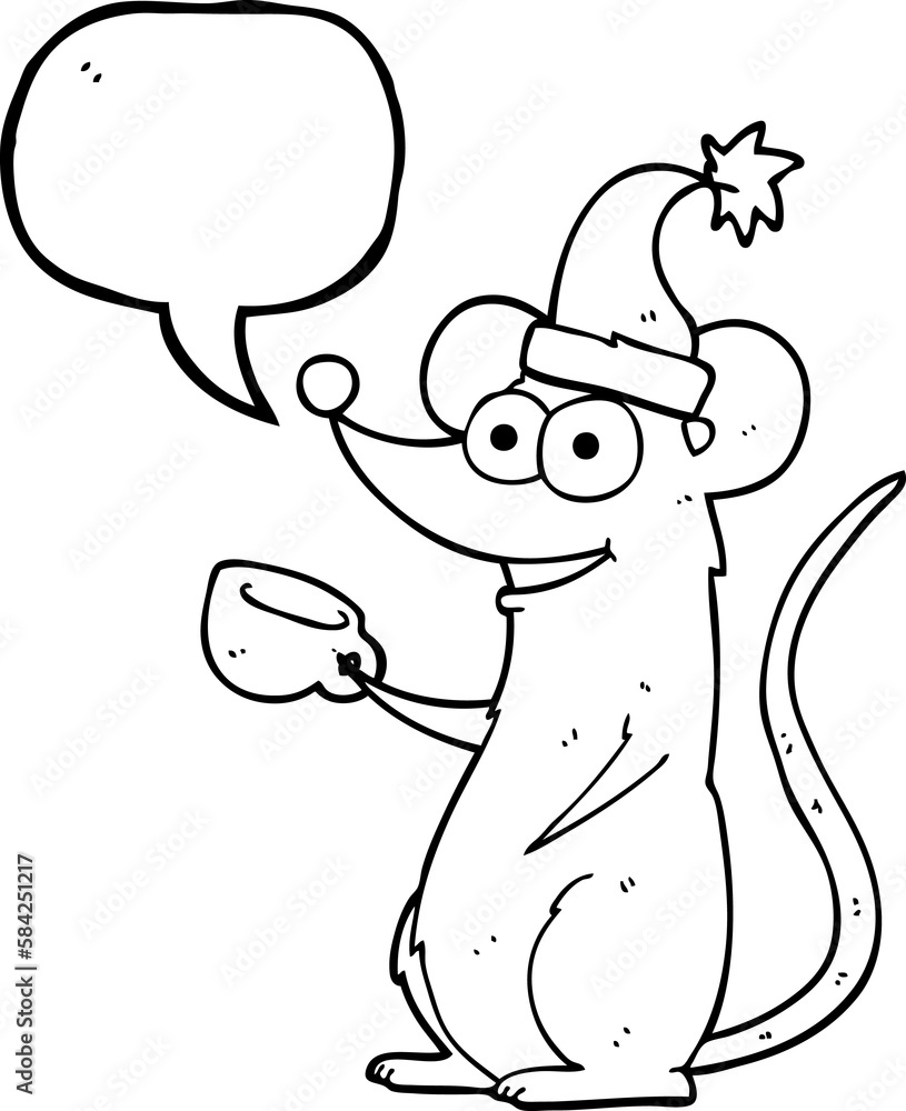 speech bubble cartoon mouse wearing christmas hat speech bubble cartoon mouse wearing christmas hat