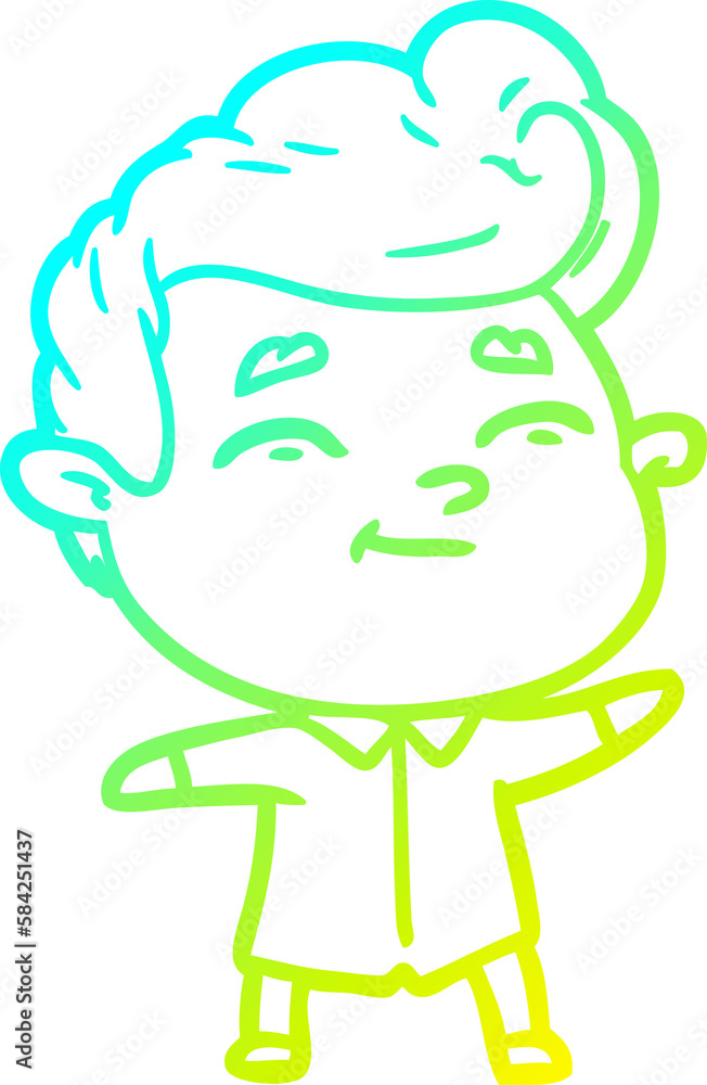 cold gradient line drawing happy cartoon man