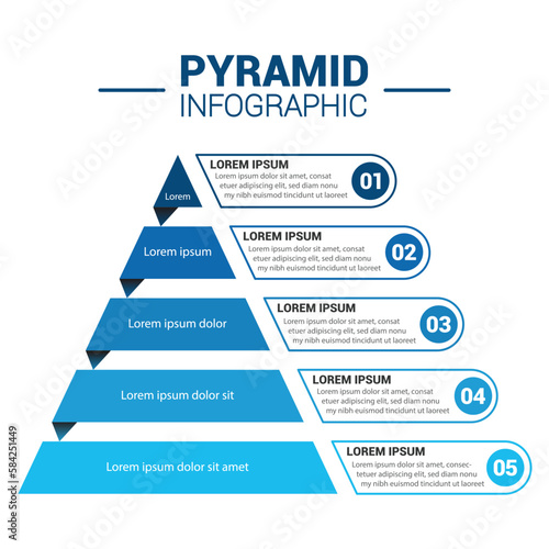 Pyramid Infographic, funnel pyramid business infographic with 4 charts. Template can be edited, recolored, editable. EPS Vector	