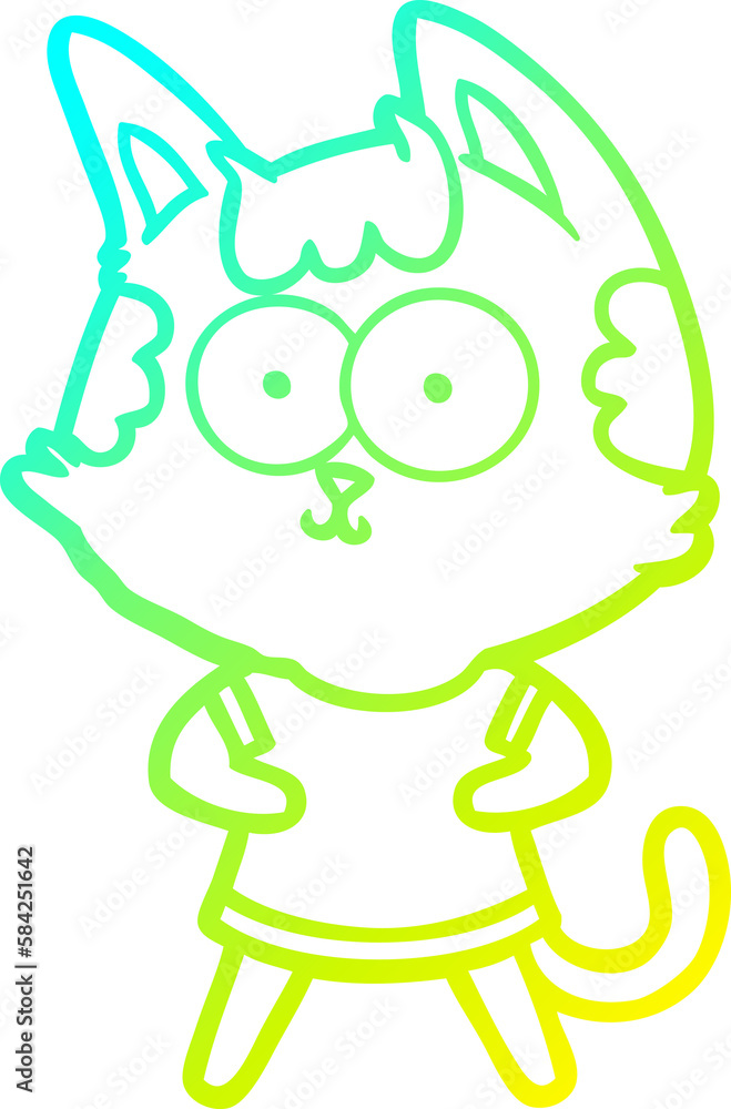 cold gradient line drawing happy cartoon cat cold gradient line drawing happy cartoon cat