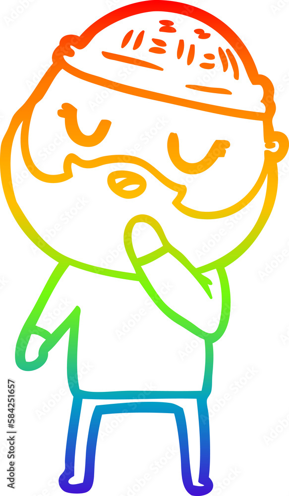 rainbow gradient line drawing cartoon man with beard rainbow gradient line drawing cartoon man with beard
