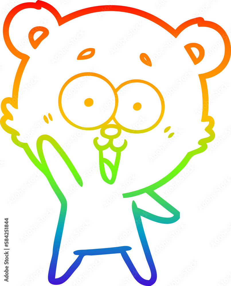 rainbow gradient line drawing waving teddy bear cartoon rainbow gradient line drawing waving teddy bear cartoon