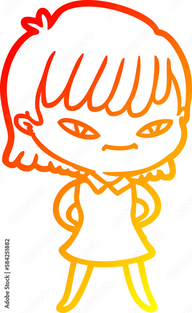 warm gradient line drawing cartoon woman warm gradient line drawing cartoon woman
