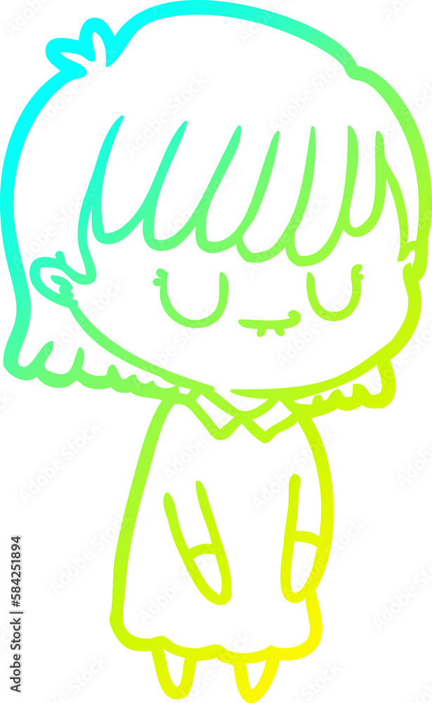 cold gradient line drawing cartoon woman cold gradient line drawing cartoon woman