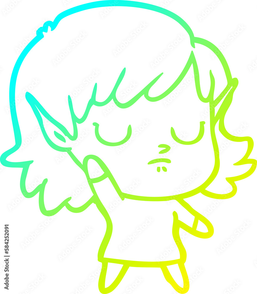 cold gradient line drawing cartoon elf girl cold gradient line drawing cartoon elf girl