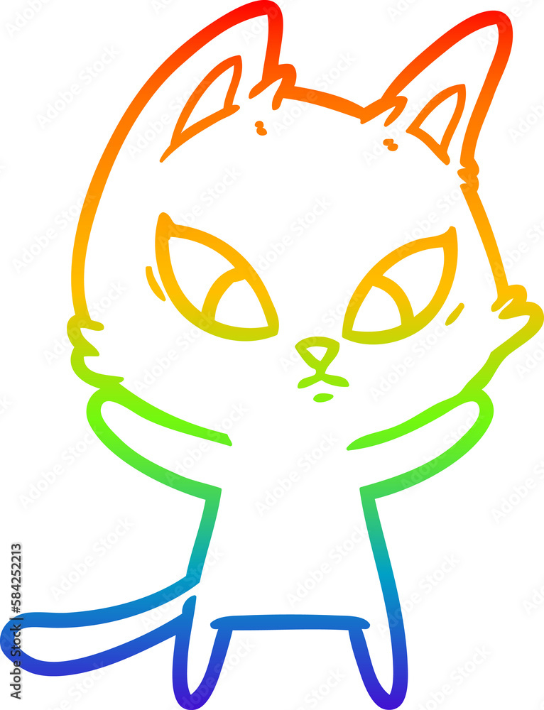 rainbow gradient line drawing confused cartoon cat rainbow gradient line drawing confused cartoon cat