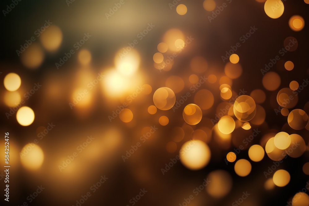 Gold lights bokeh effects. Blurry bokeh wallpaper background