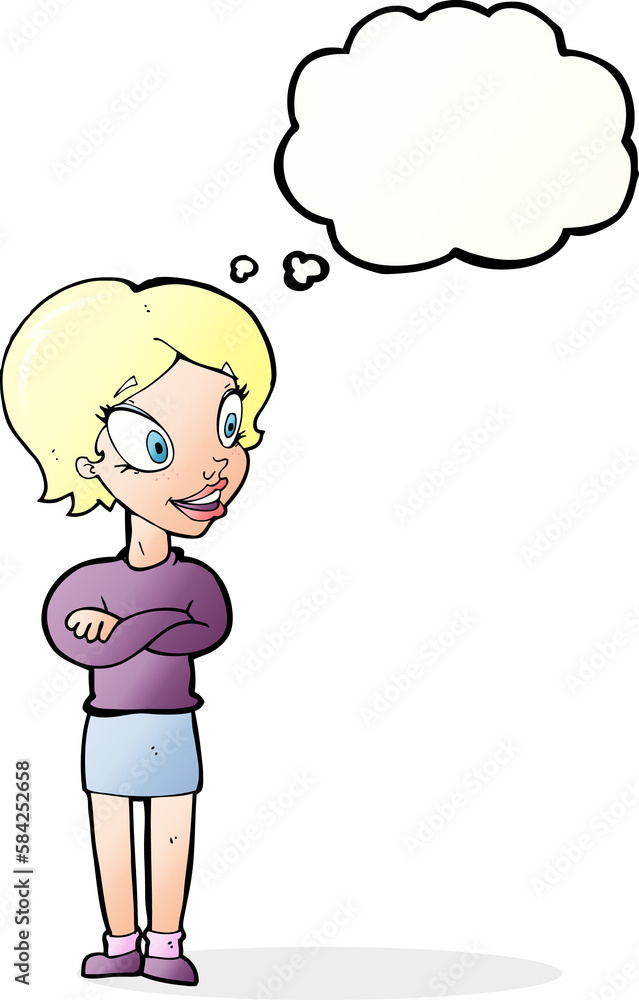 cartoon pretty woman with thought bubble cartoon pretty woman with thought bubble