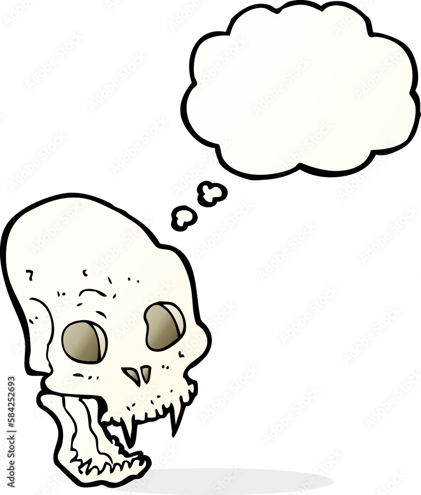 cartoon spooky vampire skull with thought bubble cartoon spooky vampire skull with thought bubble