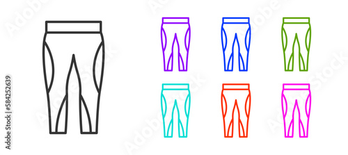 Black line Leggings icon isolated on white background. Set icons colorful. Vector
