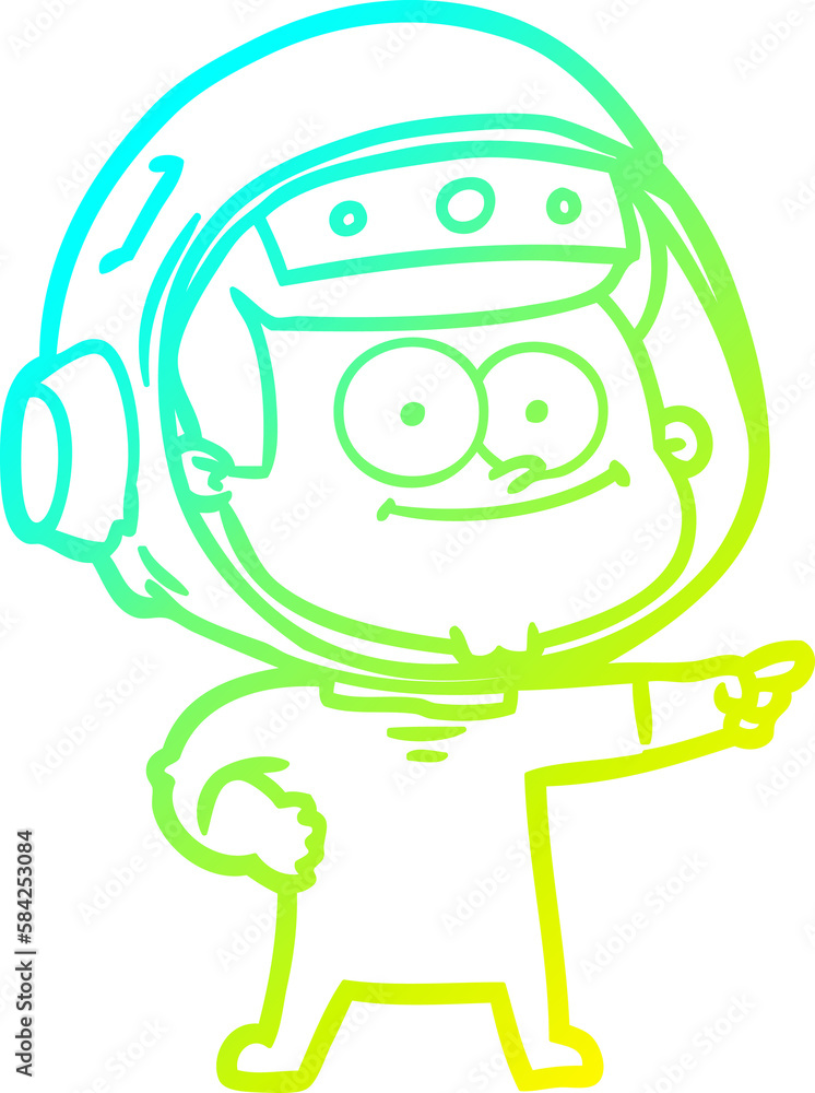 cold gradient line drawing happy astronaut cartoon cold gradient line drawing happy astronaut cartoon