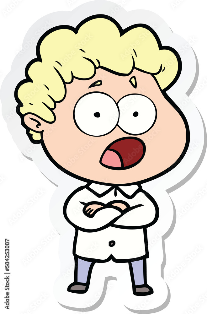 sticker of a cartoon man gasping in surprise sticker of a cartoon man gasping in surprise