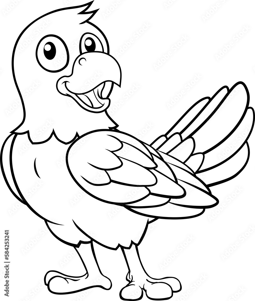 Parrot Macaw Bird Cartoon Coloring Mascot Parrot Macaw Bird Cartoon Coloring Mascot