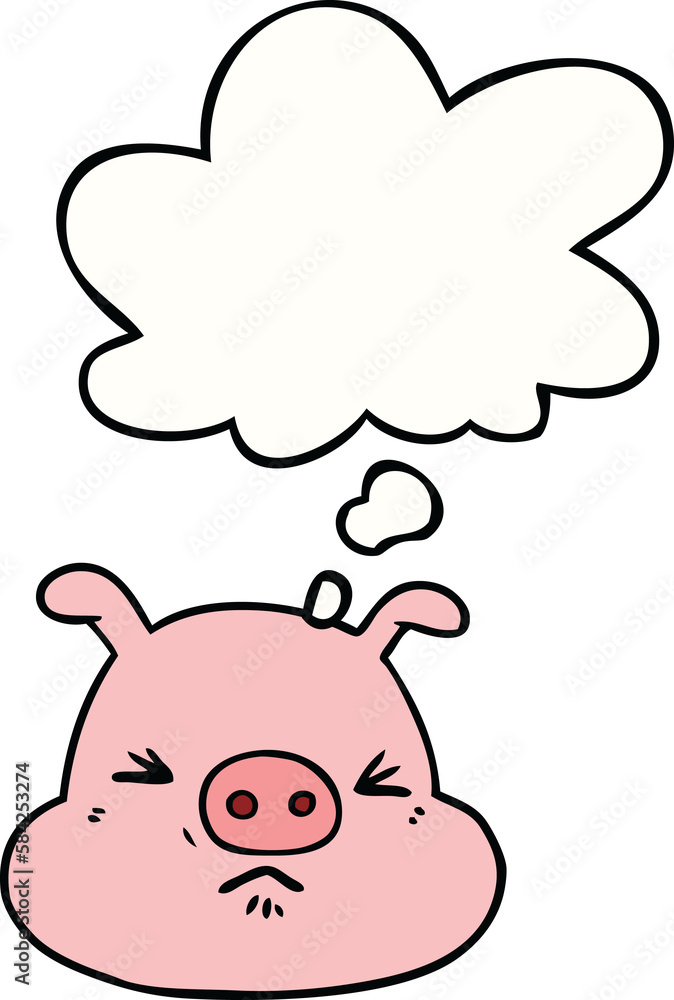 cartoon angry pig face and thought bubble cartoon angry pig face and thought bubble