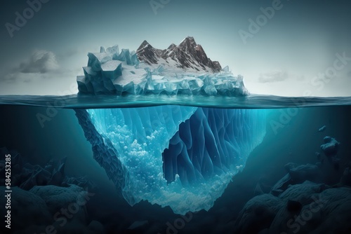 Tip of the iceberg. Business concept. Iceberg. Success business metaphor.  Hidden Danger And Global Warming Concept. Generative AI. © SaraY Studio 