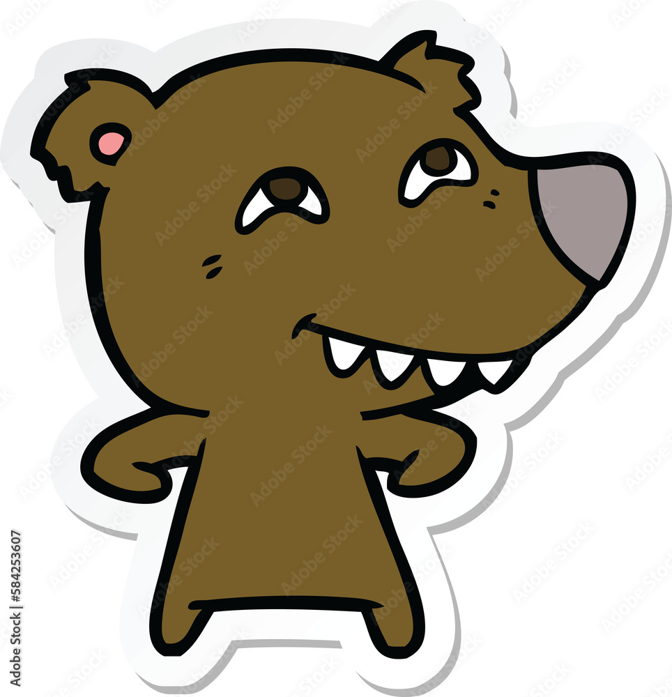 sticker of a cartoon bear showing teeth sticker of a cartoon bear showing teeth