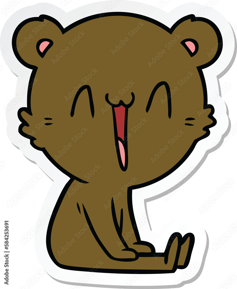 sticker of a happy bear cartoon sticker of a happy bear cartoon