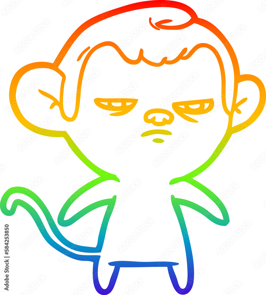 rainbow gradient line drawing cartoon monkey rainbow gradient line drawing cartoon monkey