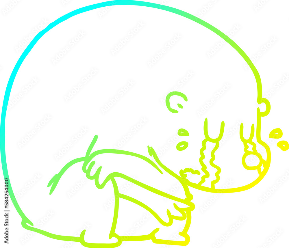 cold gradient line drawing crying cartoon bear cold gradient line drawing crying cartoon bear