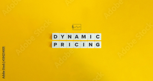 Dynamic Pricing Strategy. Banner and Image Concept. Letter Tiles on Yellow Background. Minimal Aesthetics.