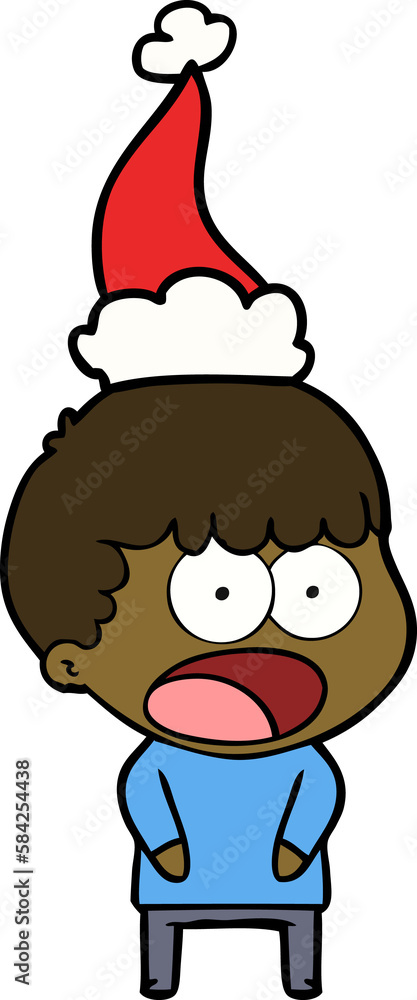 line drawing of a shocked man wearing santa hat line drawing of a shocked man wearing santa hat