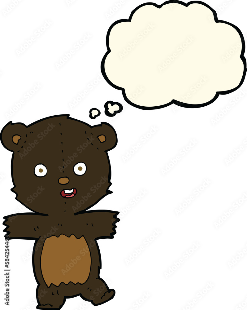 cartoon cute black bear cub with thought bubble cartoon cute black bear cub with thought bubble