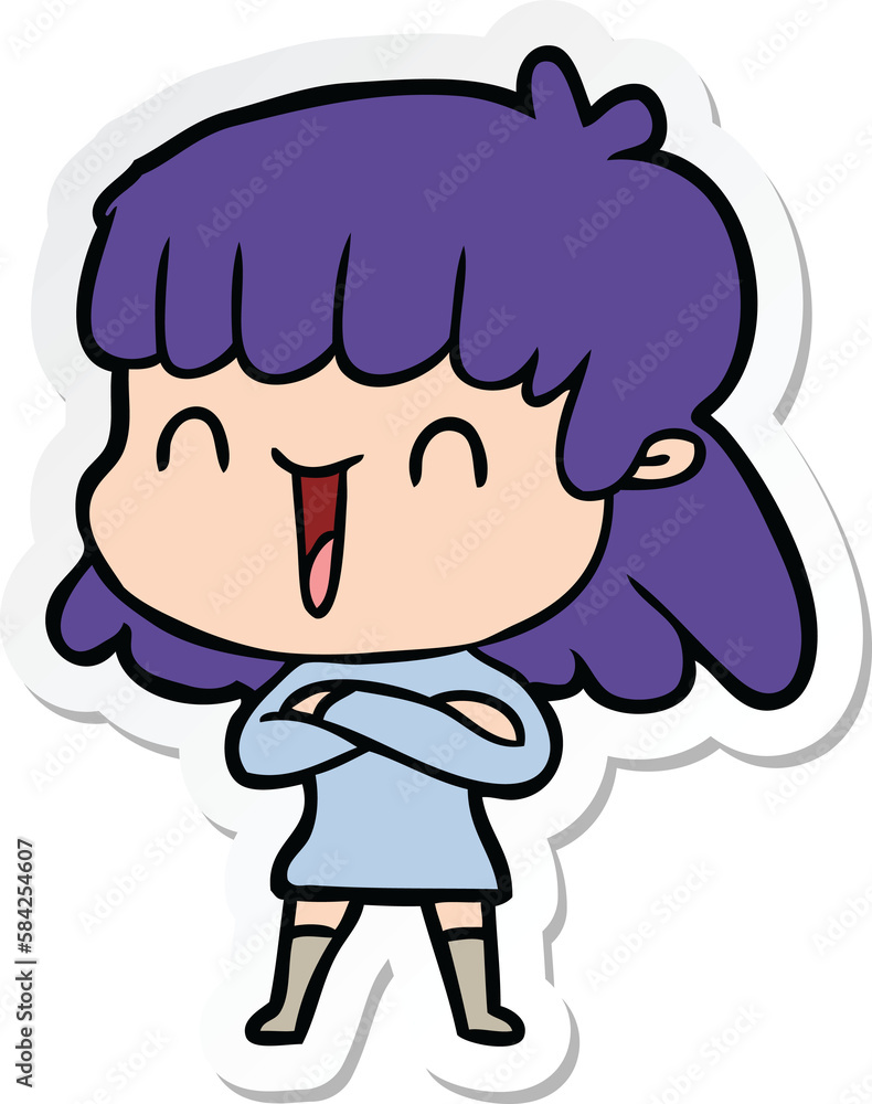 sticker of a cartoon woman laughing sticker of a cartoon woman laughing