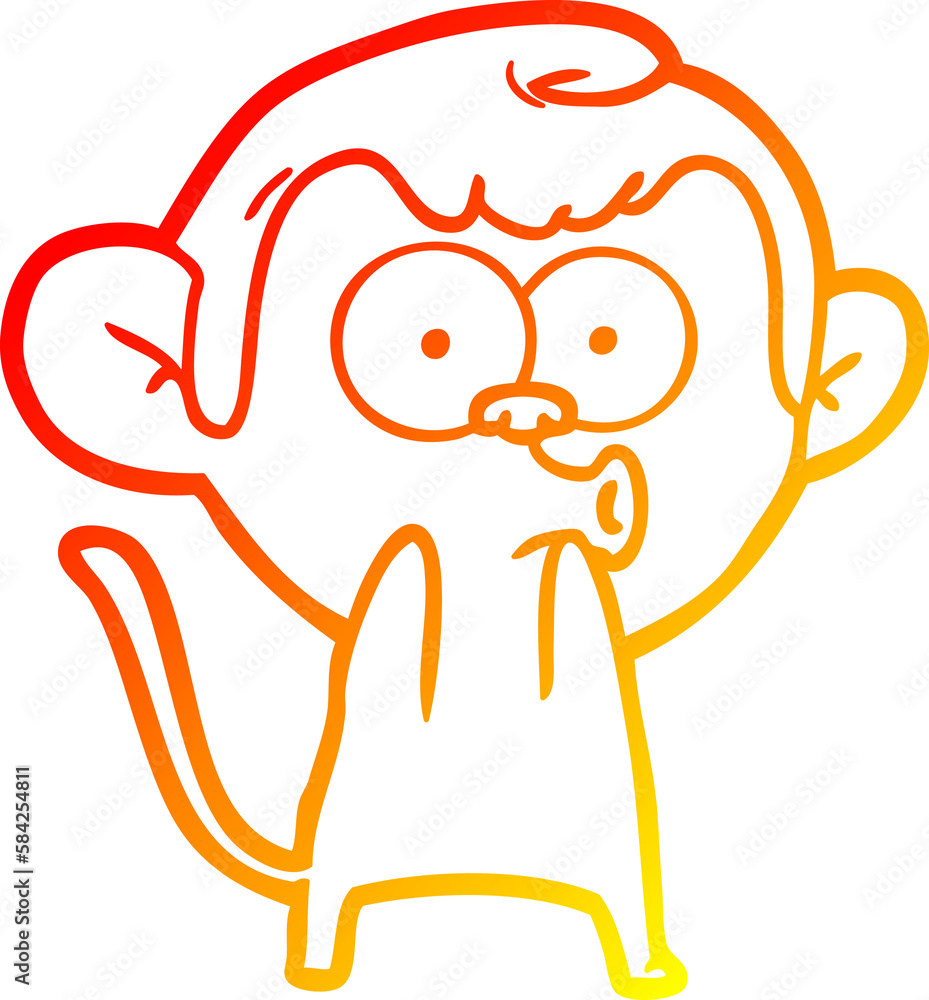 warm gradient line drawing cartoon surprised monkey warm gradient line drawing cartoon surprised monkey