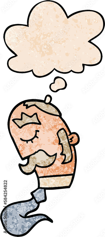 cartoon man with mustache and thought bubble in grunge texture pattern style cartoon man with mustache and thought bubble in grunge texture pattern style
