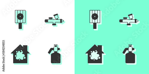 Set Paint spray gun, Spray can nozzle cap, Painting the house and icon. Vector