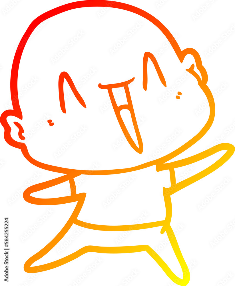 warm gradient line drawing happy cartoon bald man warm gradient line drawing happy cartoon bald man