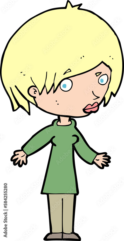 cartoon woman shrugging shoulders cartoon woman shrugging shoulders
