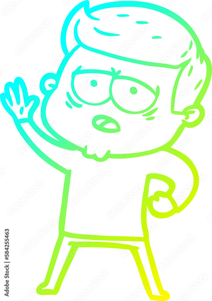 cold gradient line drawing cartoon tired man cold gradient line drawing cartoon tired man