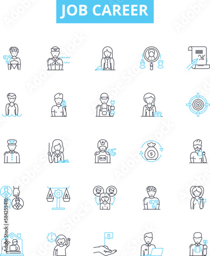 Job career vector line icons set. job, career, employment, vocation, occupation, work, profession illustration outline concept symbols and signs