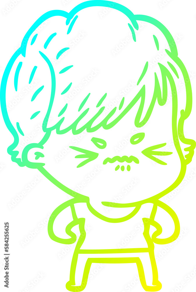 cold gradient line drawing cartoon frustrated woman cold gradient line drawing cartoon frustrated woman