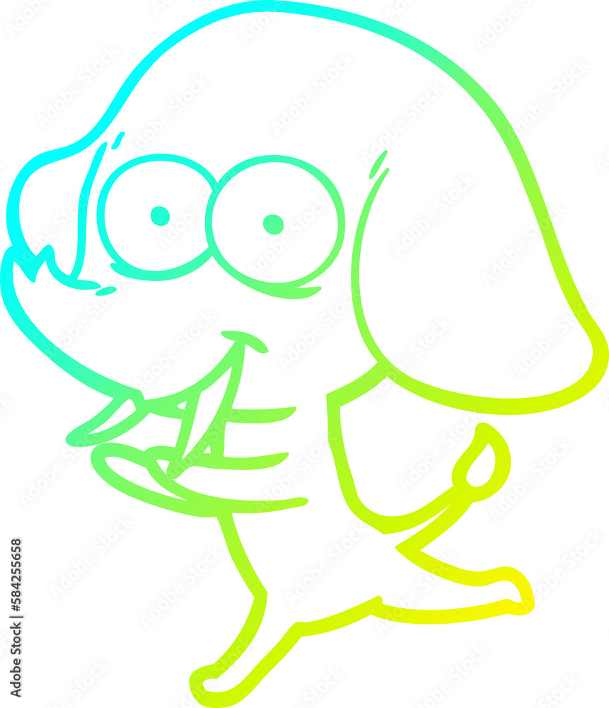 cold gradient line drawing happy cartoon elephant cold gradient line drawing happy cartoon elephant