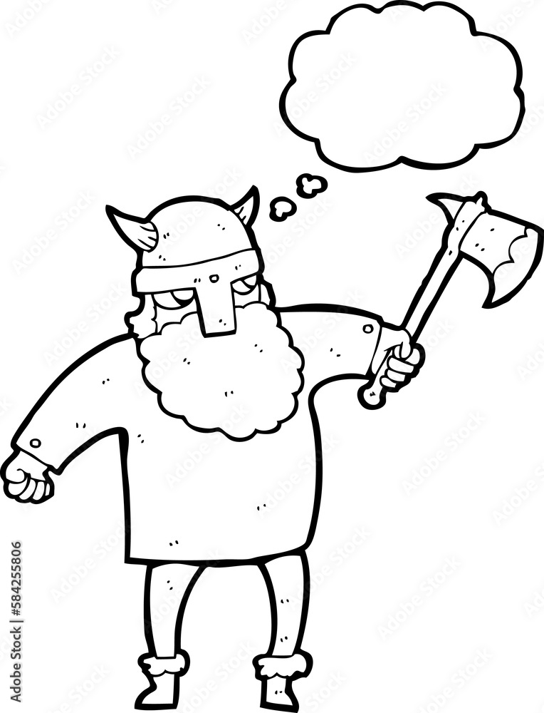 Obraz premium thought bubble cartoon viking warrior