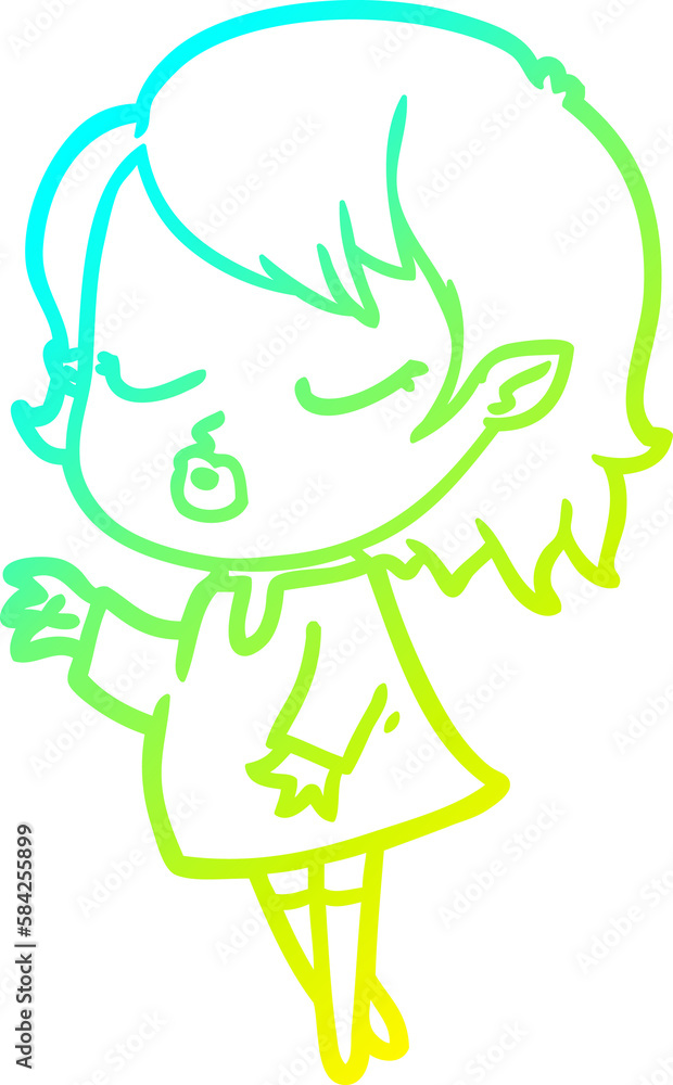 cold gradient line drawing cute cartoon vampire girl cold gradient line drawing cute cartoon vampire girl
