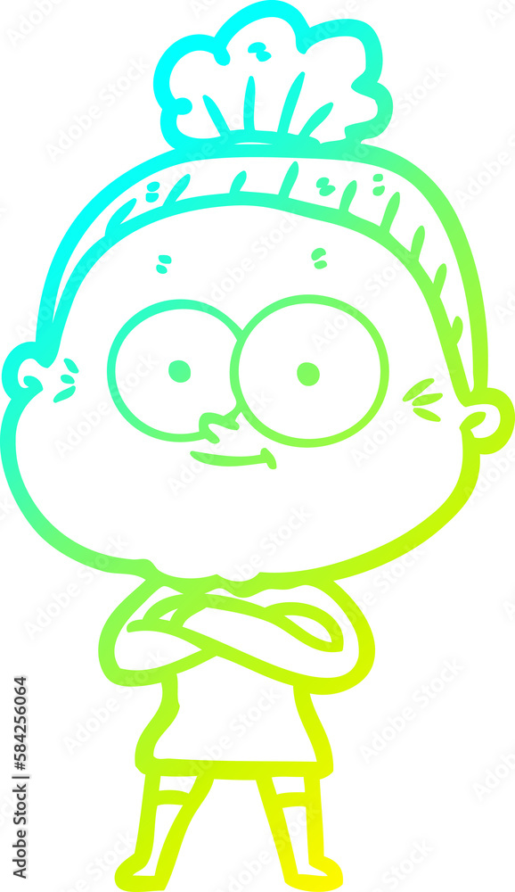 cold gradient line drawing cartoon happy old woman cold gradient line drawing cartoon happy old woman