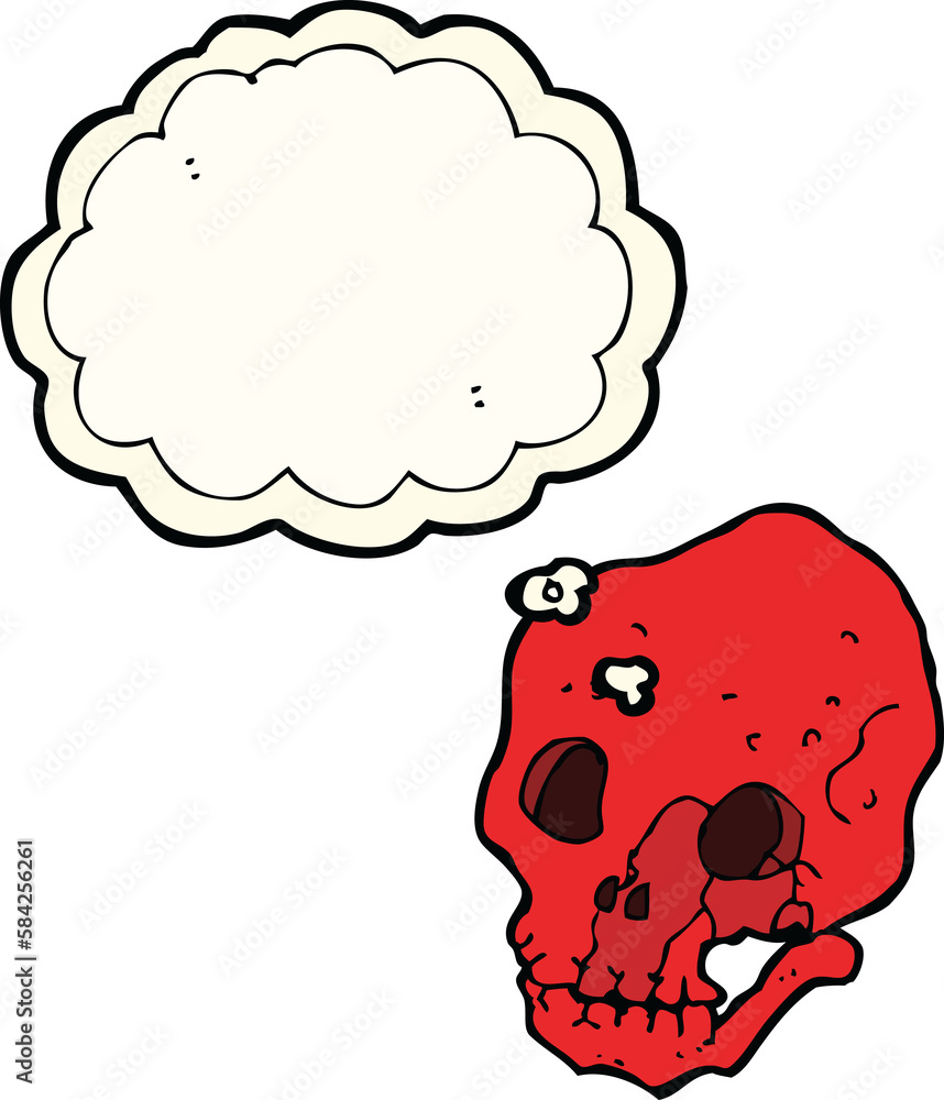 cartoon spooky skull with thought bubble cartoon spooky skull with thought bubble