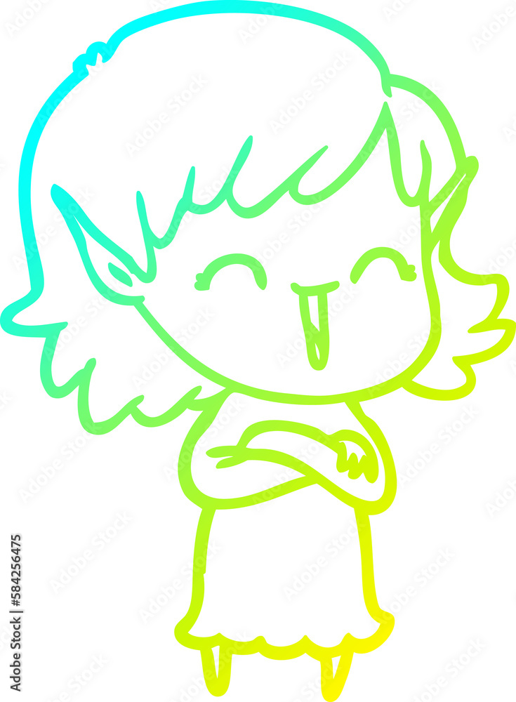cold gradient line drawing cartoon elf girl cold gradient line drawing cartoon elf girl