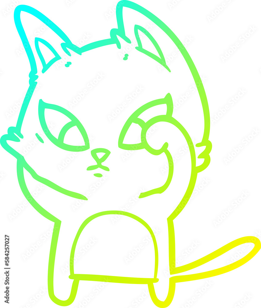 cold gradient line drawing confused cartoon cat cold gradient line drawing confused cartoon cat