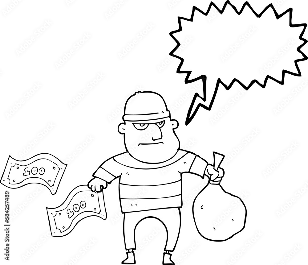 speech bubble cartoon bank robber