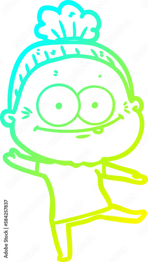 cold gradient line drawing cartoon happy old woman cold gradient line drawing cartoon happy old woman