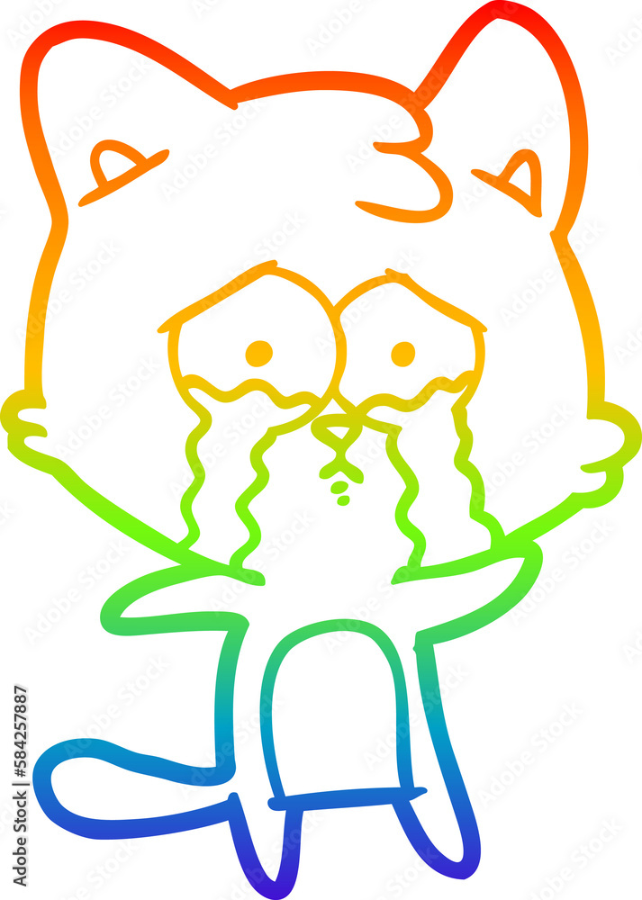 rainbow gradient line drawing cartoon cat rainbow gradient line drawing cartoon cat