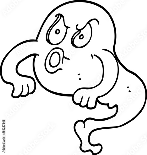 line drawing cartoon angry ghost